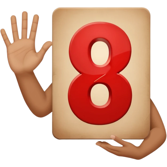 outstretched hand holding a sign with the number 9, simple, expressive, no visible face emoji