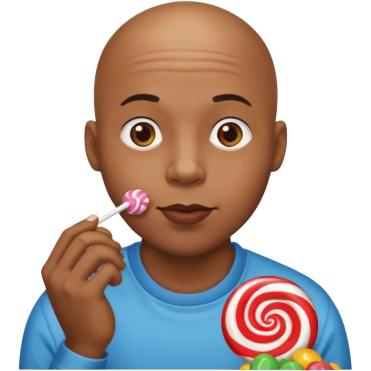 Bald black man eating candy emoji