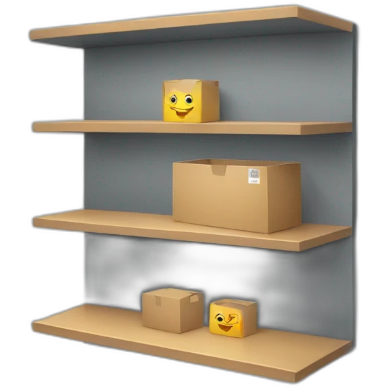 a shelf with a box emoji
