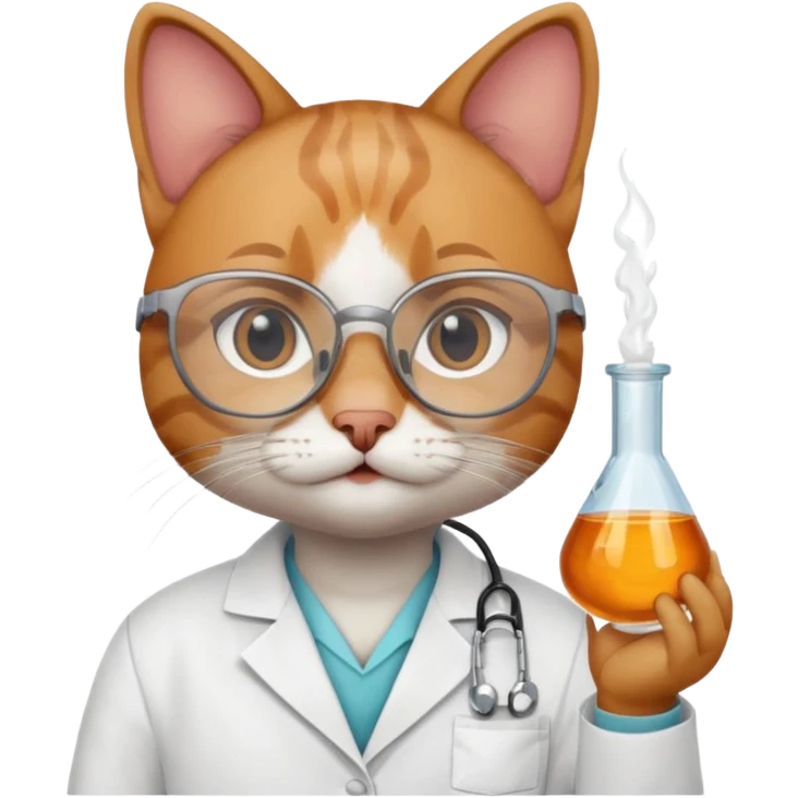 cat researcher with glasses and a lab coat emoji emoji