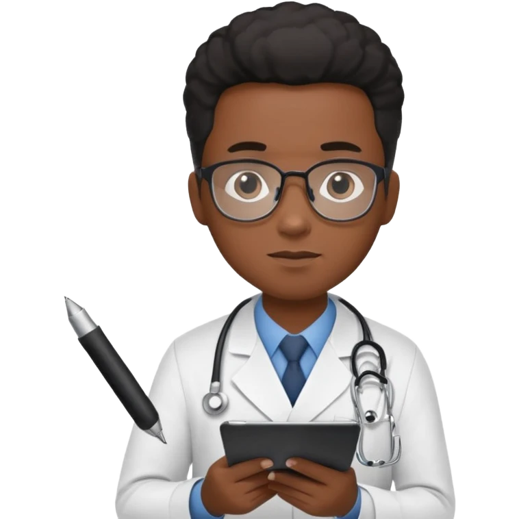 black doctor making checklist emoji