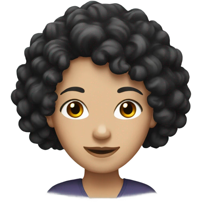 A white woman with black curly hair emoji