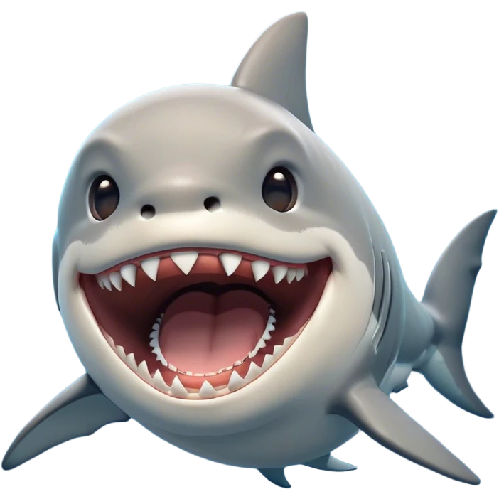 Cinematic Cute Yawning Great White Shark Portrait Emoji, Head tilted slightly with a dramatic, wide-open yawn, showcasing its robust, streamlined form with a slightly open mouth revealing powerful jaws and sleepy, half-closed eyes, Simplified yet irresistibly adorable features, highly detailed, glowing with a soft, cozy oceanic glow, high shine, relaxed yet expressive, stylized with a hint of whimsical aquatic ease, soft glowing outline, capturing the essence of a drowsy yet affectionate great white shark that appears ready to stretch and yawn its way out of the screen! emoji