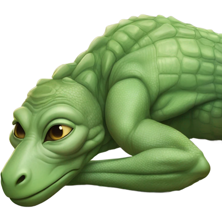 a Reptilian alien woman, full body, sleeping emoji