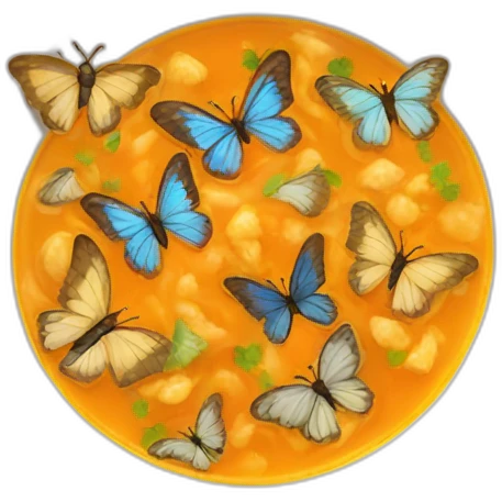 Butterflies cooked in a soup emoji