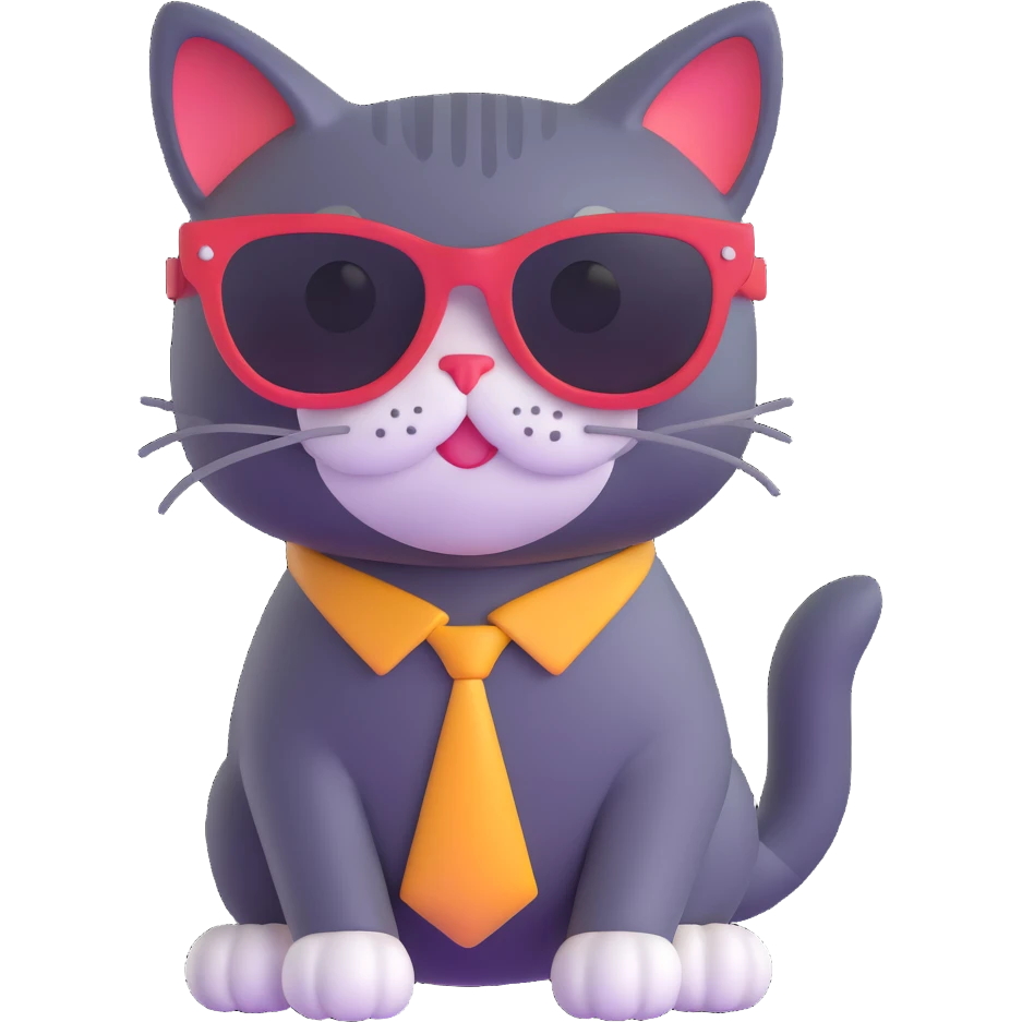 cat wearing sunglasses, playful pose emoji