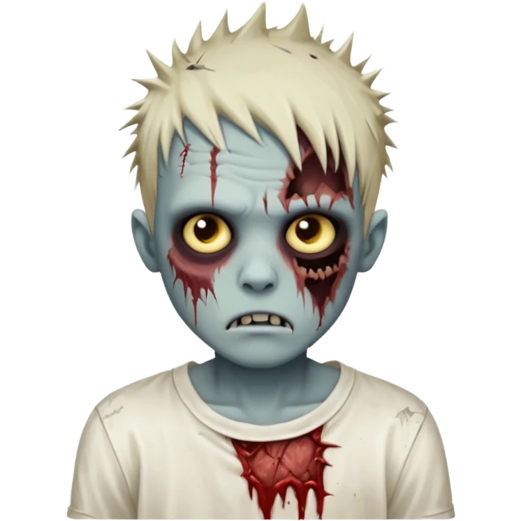 zombie boy with spiky emo hair and white shirt emoji