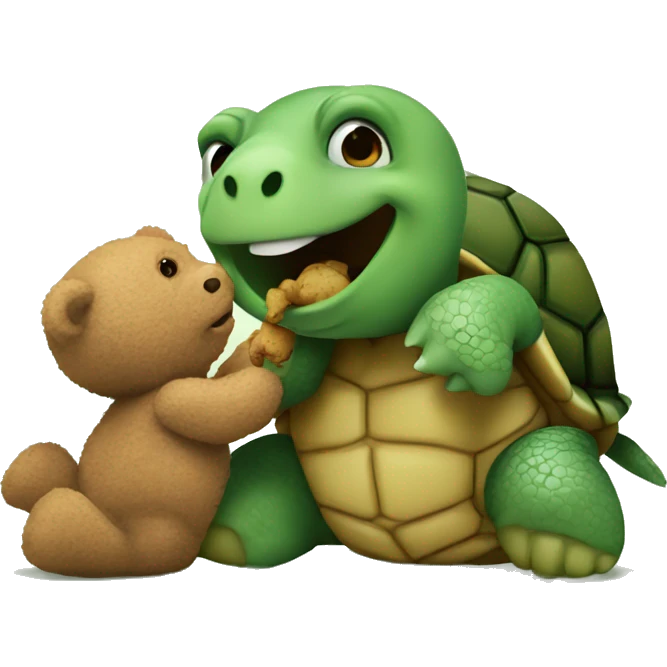 turtle eating a teddy bear emoji