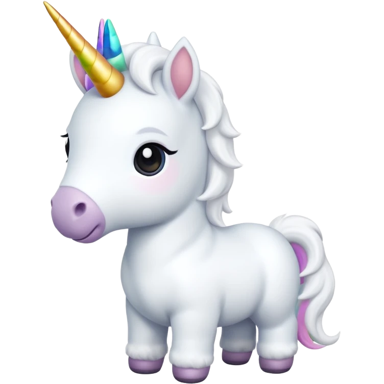 baby white unicorn, chibi full body emoji