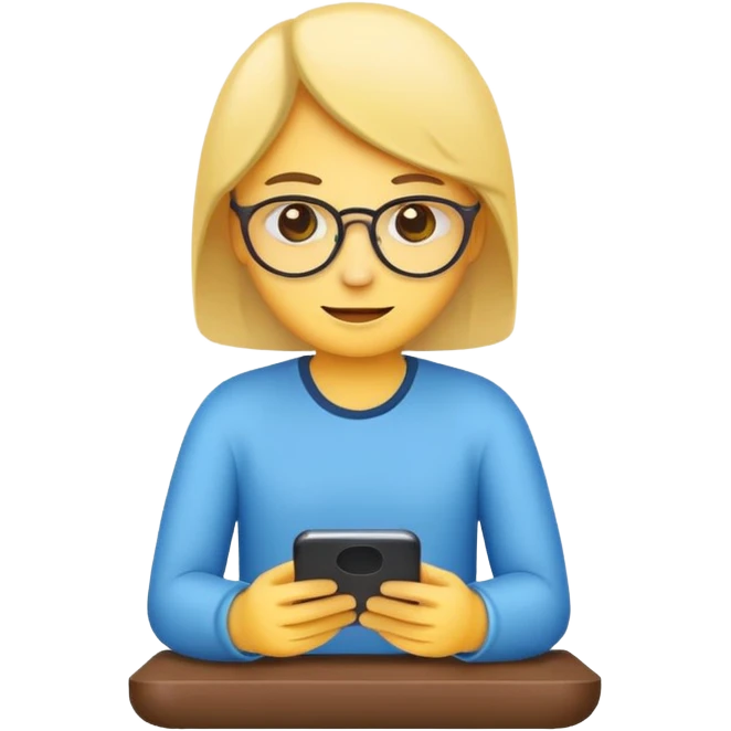 Emoji of a person typing on their smartphone. Simple emoji style, flat design, bright colors, thick outlines. emoji