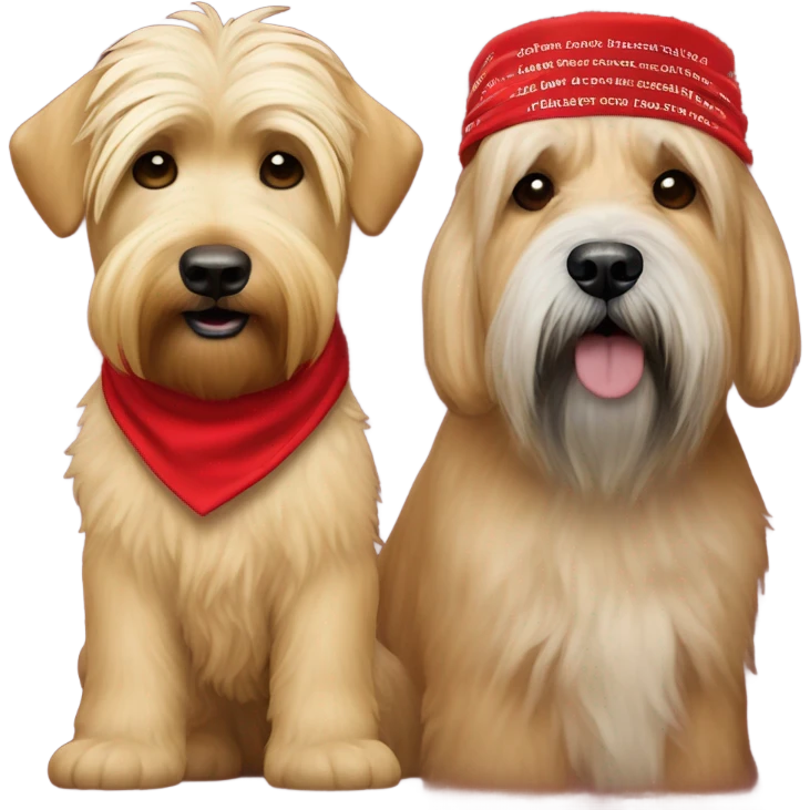 Real President Donald trump with a wheaten terrier wearing a red bandana emoji