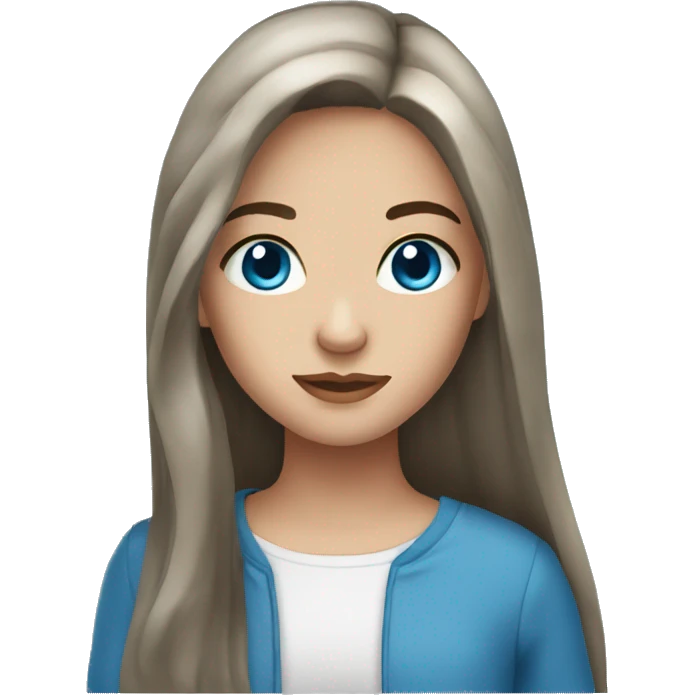 Pretty girl with long dark brown hair and blue eyes emoji