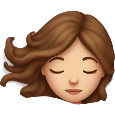 White girl with brown hair sleeping with pink blanket emoji