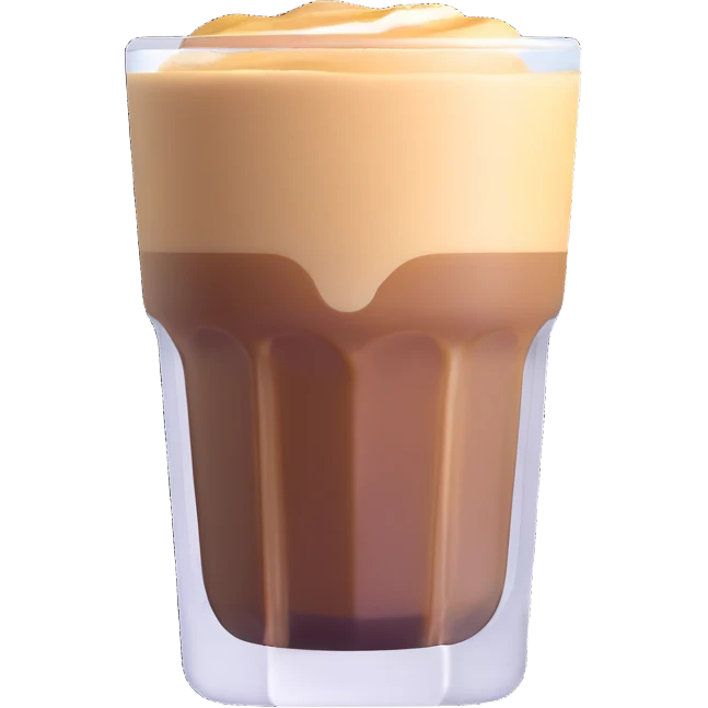 Small 4.5 ounce Gibraltar glass with cortado espresso drink, correctly sized small tumbler glass with espresso and milk emoji