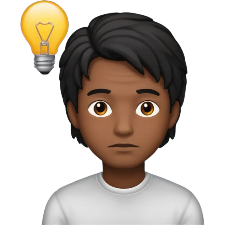 ligth black hair man thinking emoji