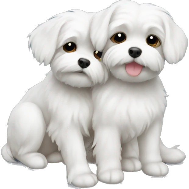 Maltese dogs cuddling  emoji