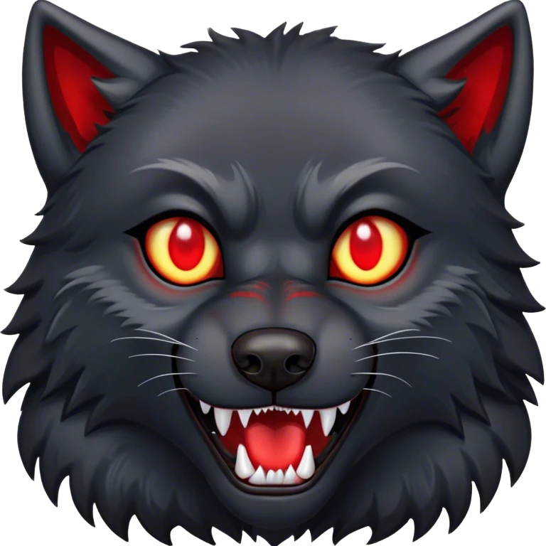 Evil black wolf with red eyes emoji
