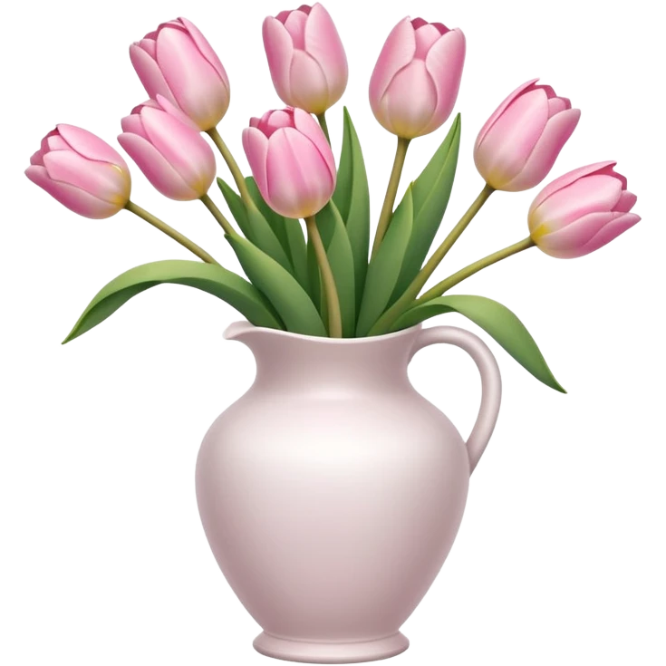 Light pink tulips in white vase emoji