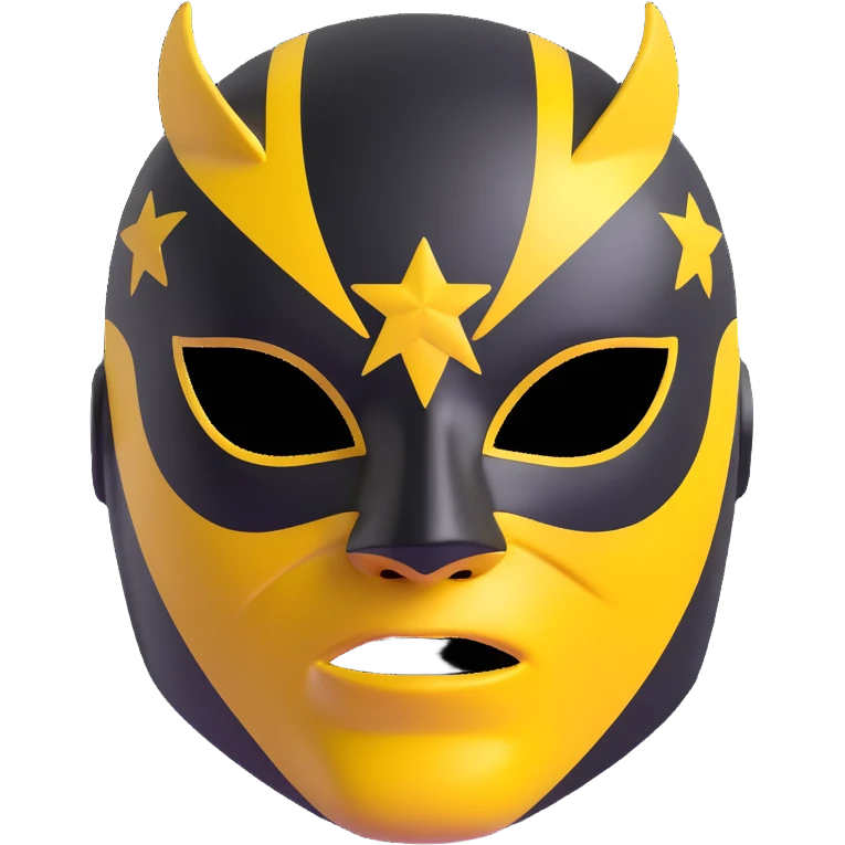 black and yellow luchador mask with star motifs emoji