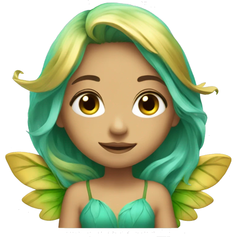 Beautiful, leaf, fairy, gold, turqoise, green, long hair, big wings emoji