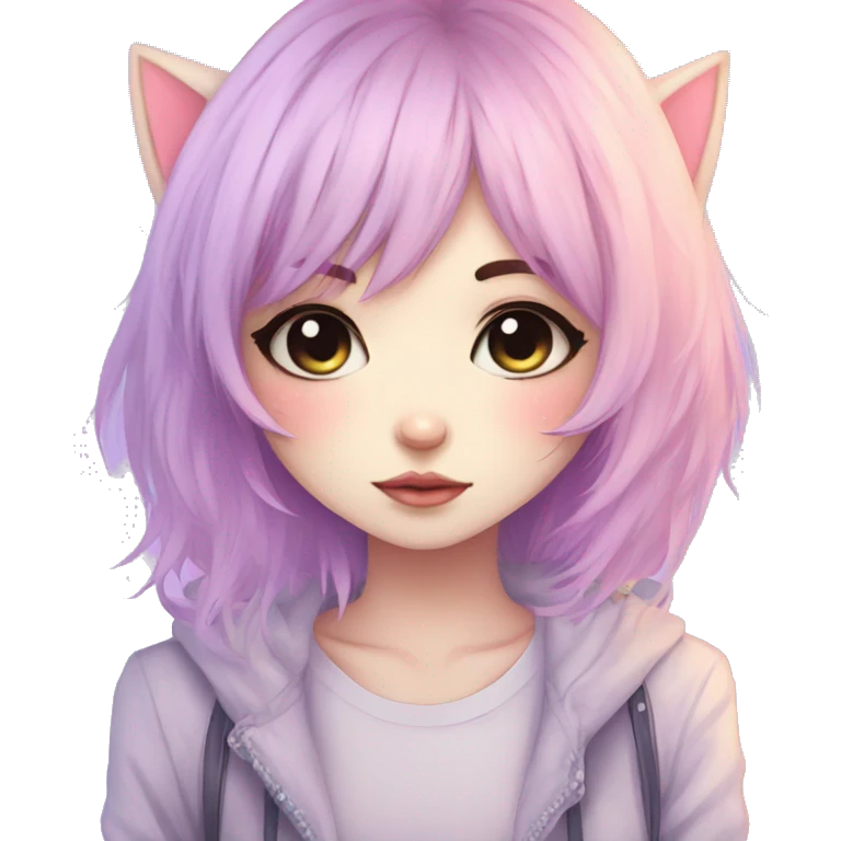 Cute Edgy Pastel Gradient Beautiful Anime Emo CatLady emoji
