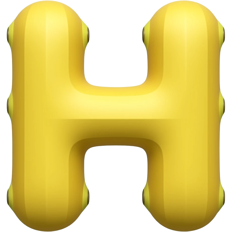 TWO👉 "letters H and M made of banana texture, yellow banana color, 3D glossy, smooth rounded shapes, cute cartoon style, isolated on white background, high detail" emoji