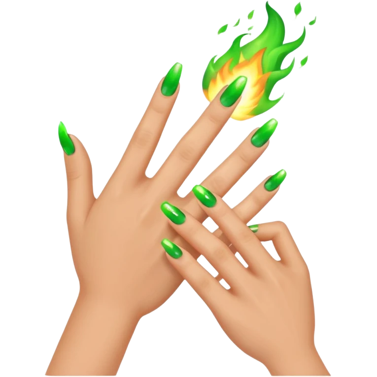 world of warcraft warlock hand with green fire checking nails like a pedicure was just done. just the hand emoji