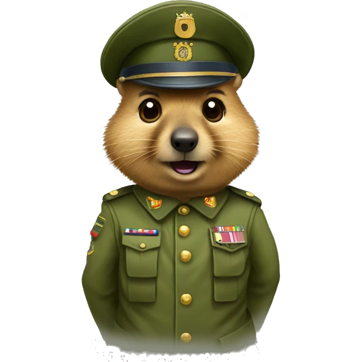 quokka wearing a military uniform emoji
