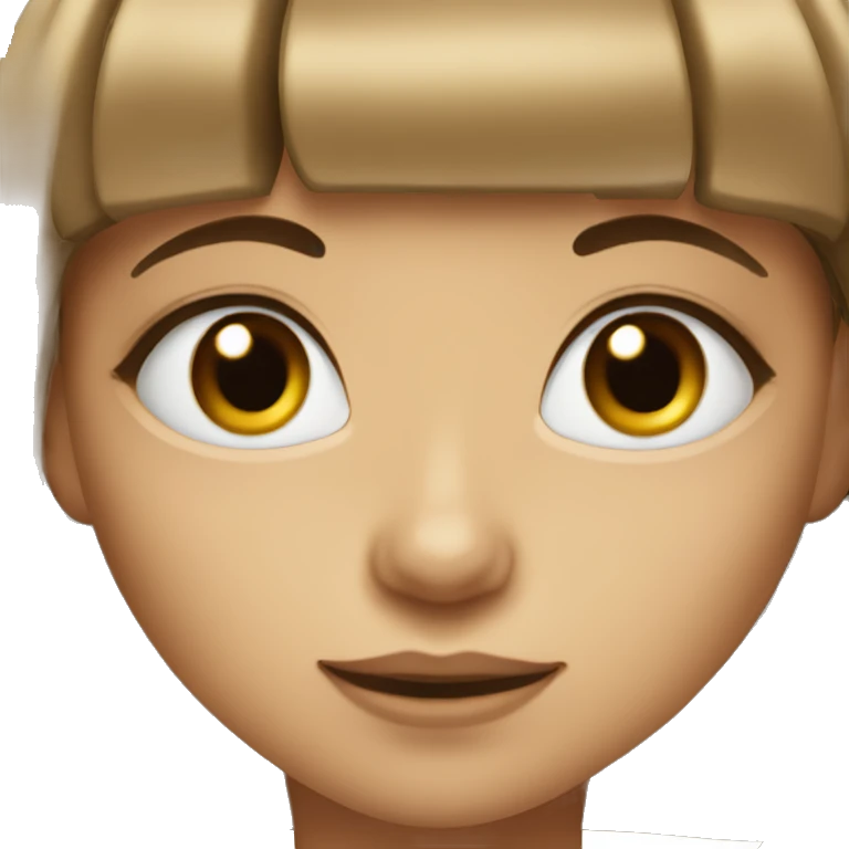 Saten girl with brown eyes and bangs emoji