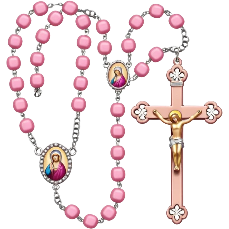 make catholic rosary with very girly pink tones. emoji