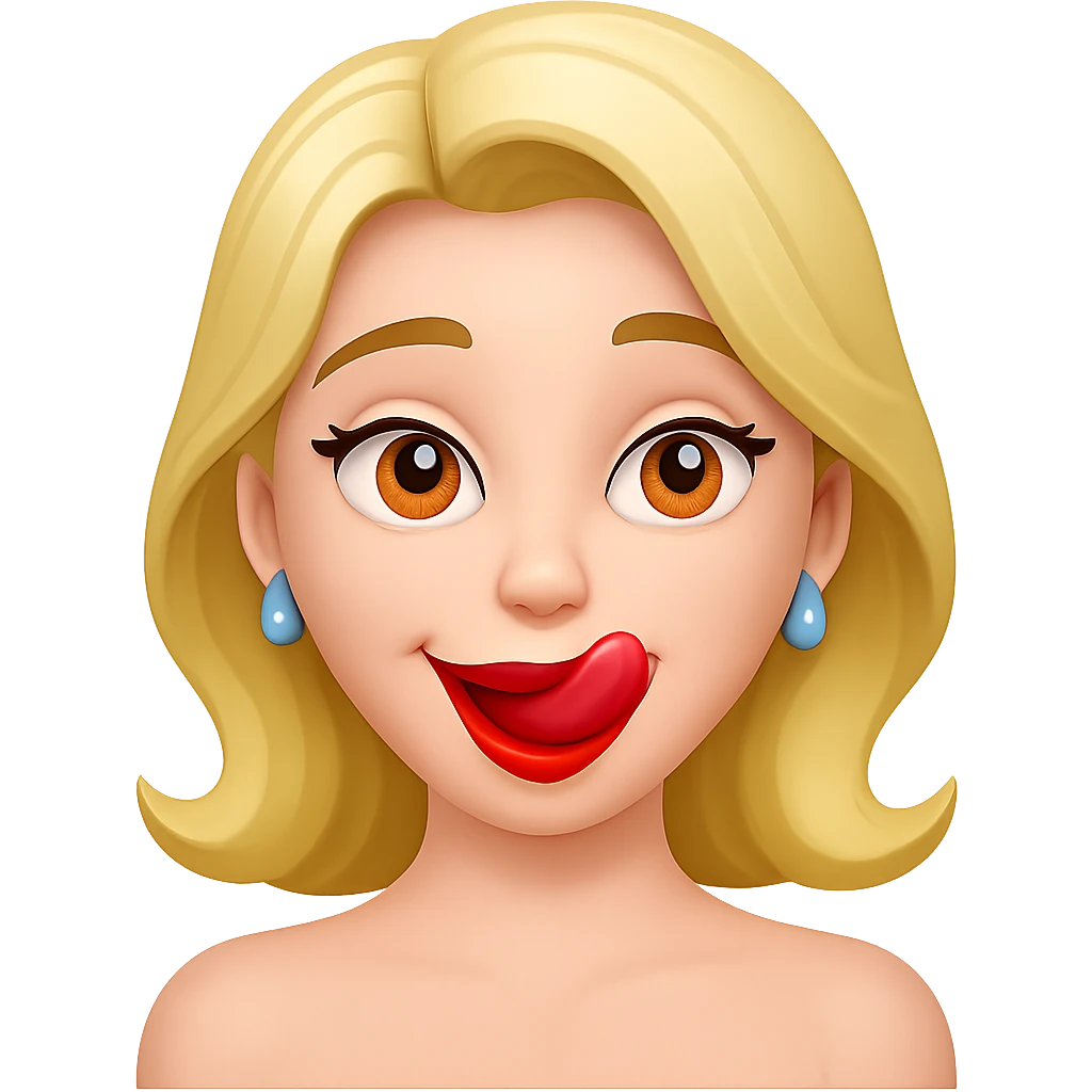 Change the facial expression to hungry with longing eyes and licking lips, same style as the reference image. emoji