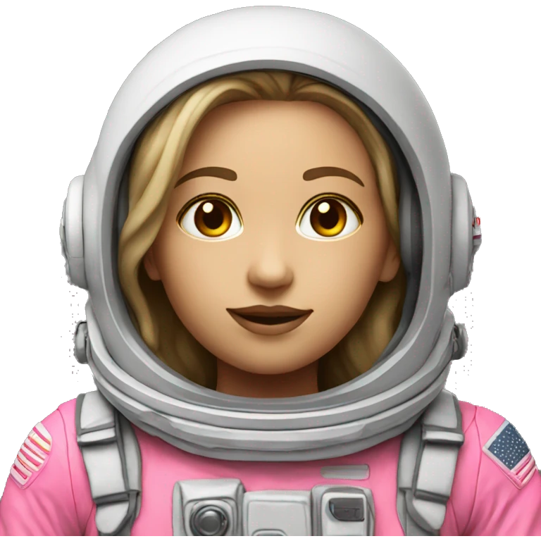 an astronaut neon pink white female emoji