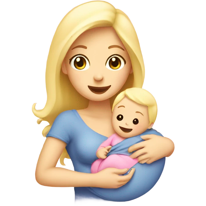 blonde woman breast feeding baby. pink emoji
