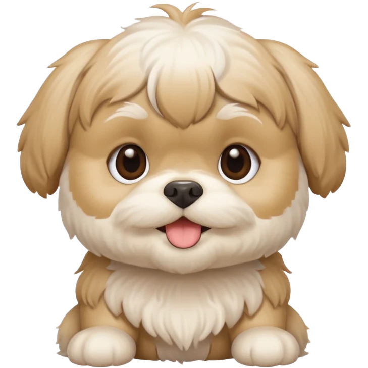 generame la imagen de un perrito raza chitzu de color cremita, totalmente cremita sin esos colores marron oscuro en su cara, hazla un poco sonriente emoji