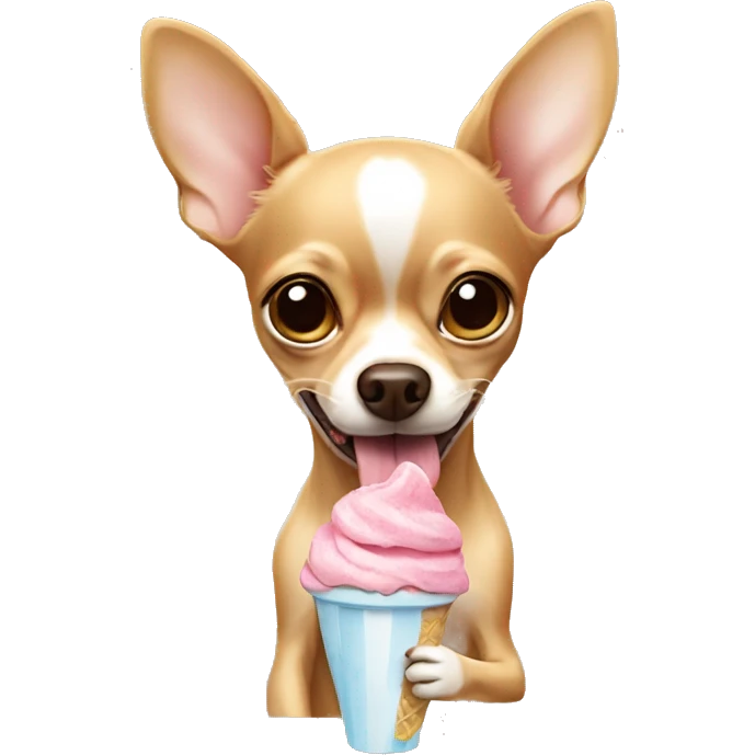 Tan chihuahua eating ice cream  emoji