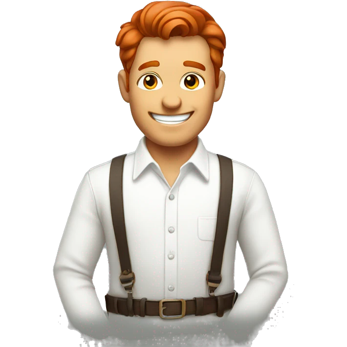 Red hair happy gentleman in white shirt emoji