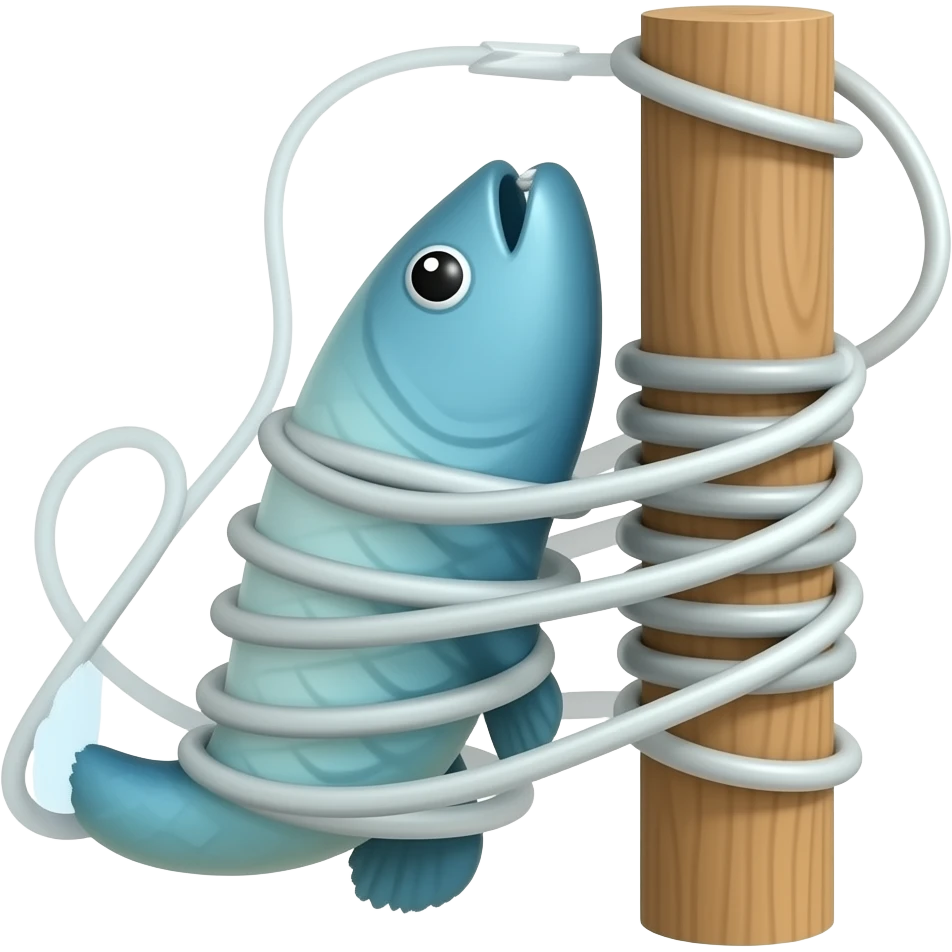 fishing line wrapped around a power line emoji