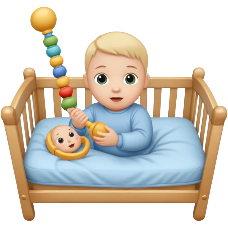 baby in bid with rattle







 emoji