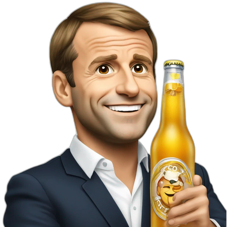 Emmanuel Macron drink beer emoji