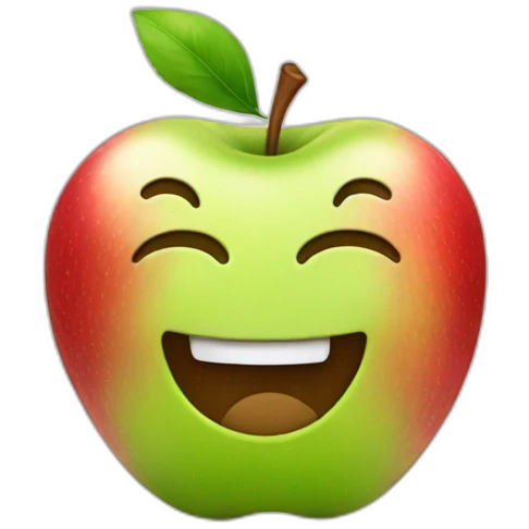 apple with a smile emoji
