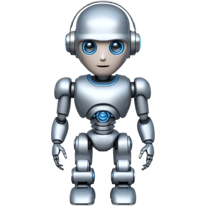 A fit male robot with a huge brain, full body emoji