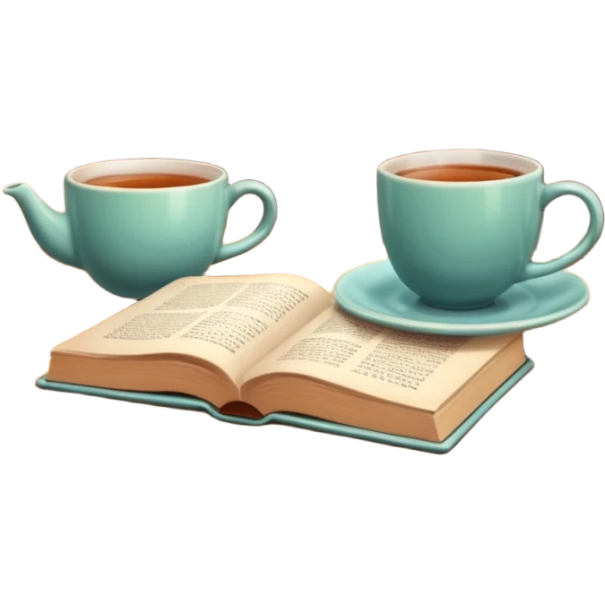 cozy books and tea or coffee emoji