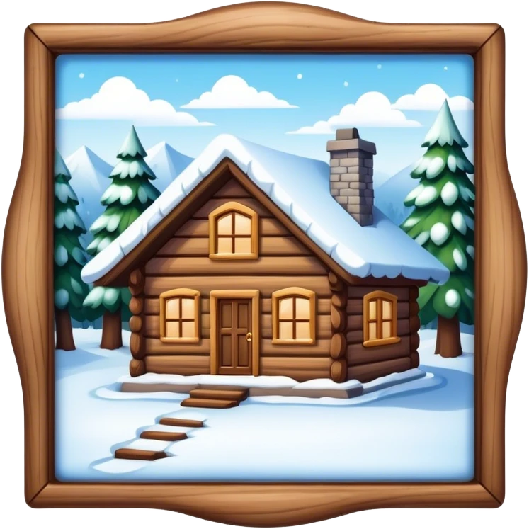 wood house with snow emoji