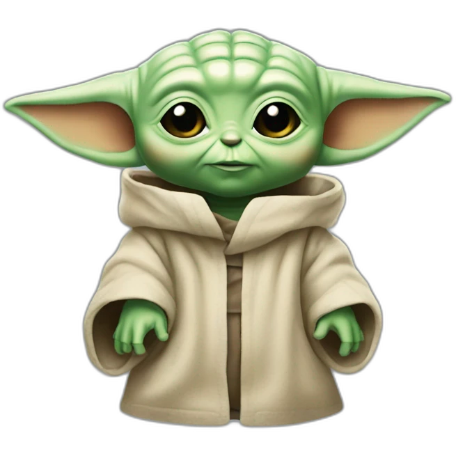 Bébé yoda avec un share laser emoji
