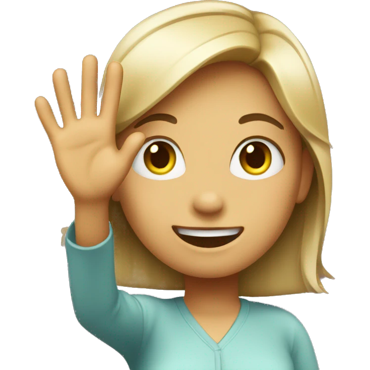 girl waving hello emoji