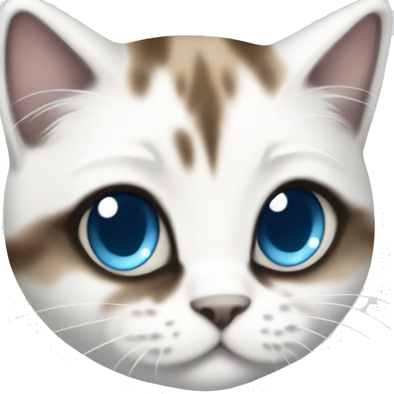 full body white/black/brown munchkin cat with blue eyes emoji