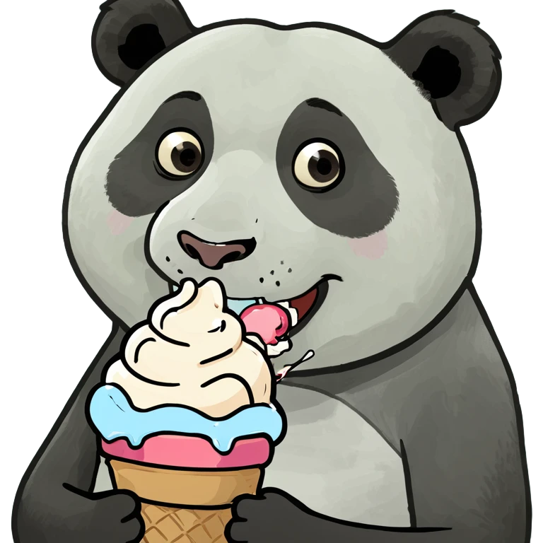 Panda eating ice cream emoji