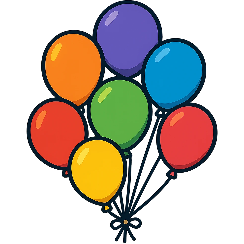 bunch of party balloons tied together emoji
