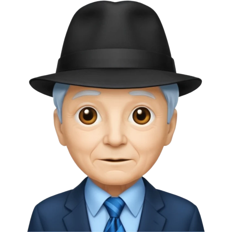 elderly wearing Blue Neckties and black Hats emoji