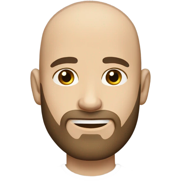 Bald skinny man with brown hair on sides and beard under his neck and pale skin emoji